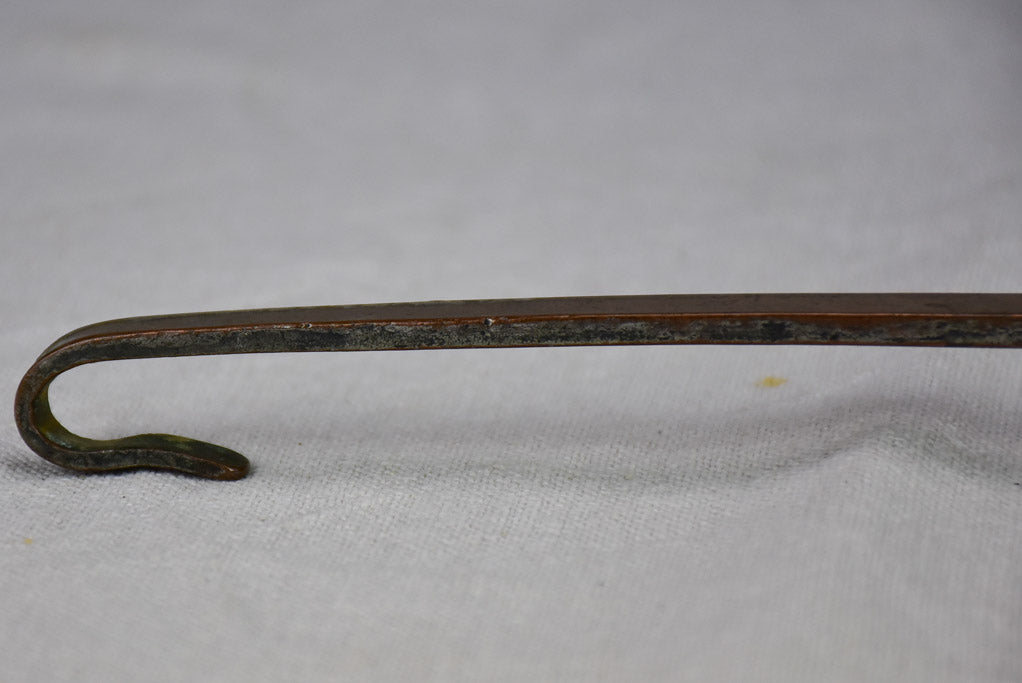 19th Century French ragout spoon with hook handle and monogram 17"