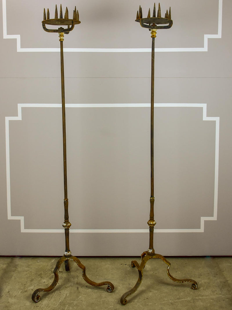 A pair of very tall 19th Century church candlesticks
