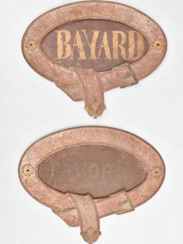 2 horse name plates - Bayard & Favori  21¼"