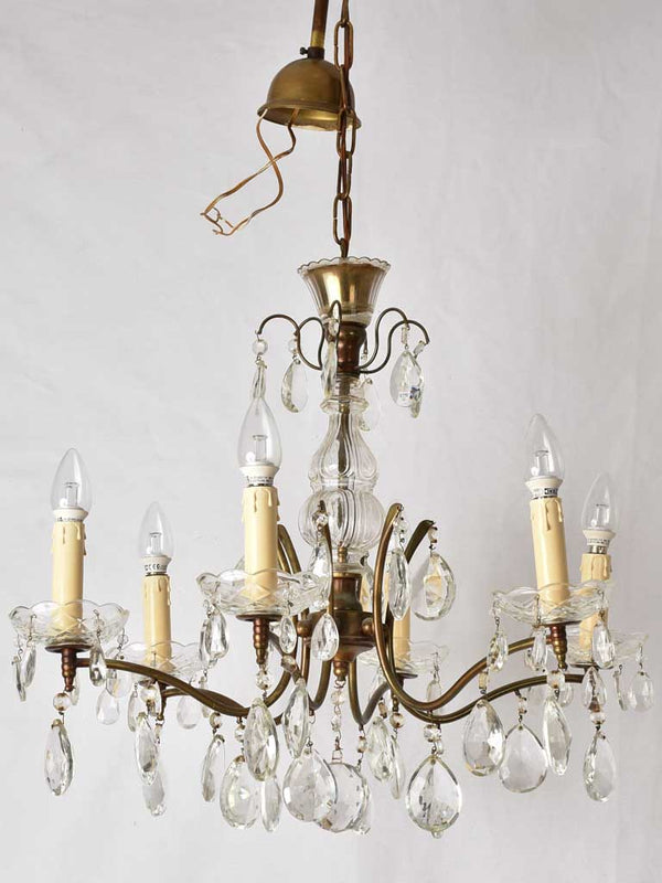 Vintage Glass French Chandelier 6 lights