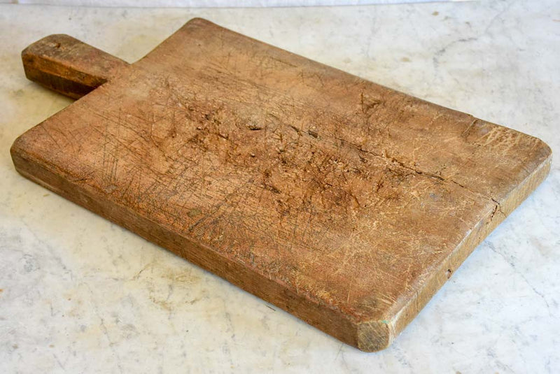 Large antique French cutting board - dark brown timber 12½" x 22¾"
