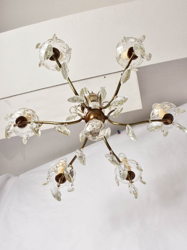 French-style Bedroom Brass Chandelier 1970s