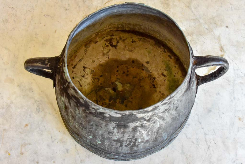 Antique French Extra Large Heavy Iron Cauldron Pot Cooking