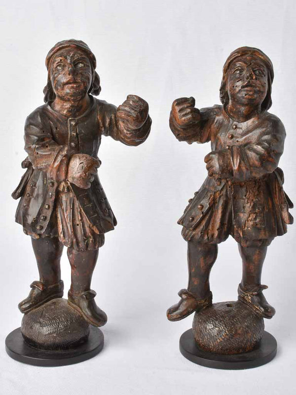 2 wooden figurative sculptures - 17th century 14¼"