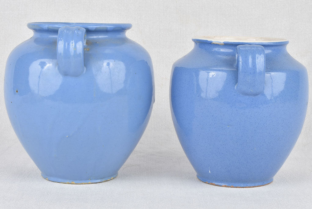 Preserving pots, blue-glaze, 8" (two)