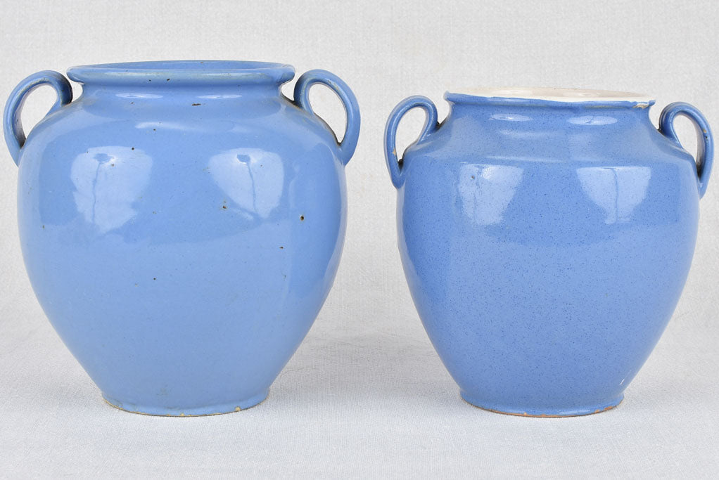 Preserving pots, blue-glaze, 8" (two)