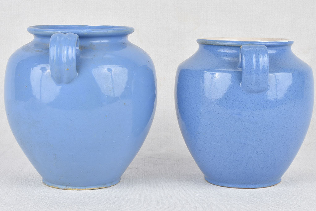 Preserving pots, blue-glaze, 8" (two)