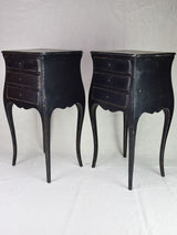 Pair of Louis XV style nightstands with black paint finish