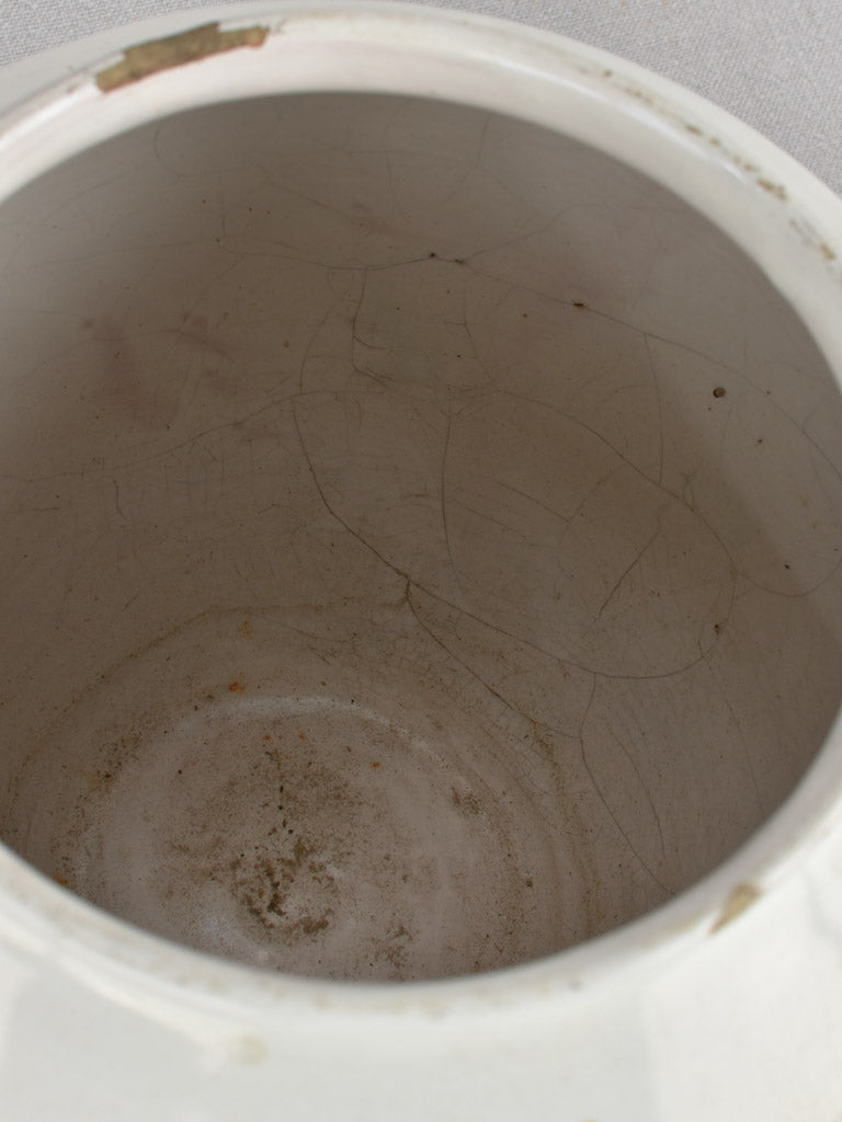 Preserving pots, white w/ lids (three)