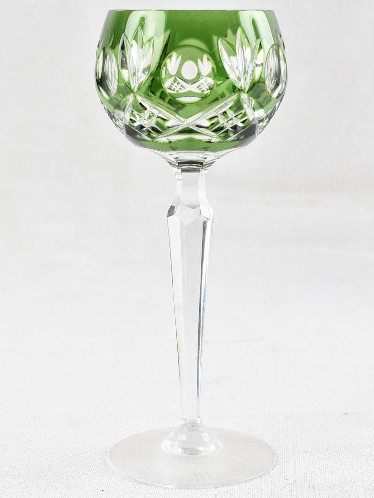 Set of 6 vintage multi color crystal wine glasses 8"