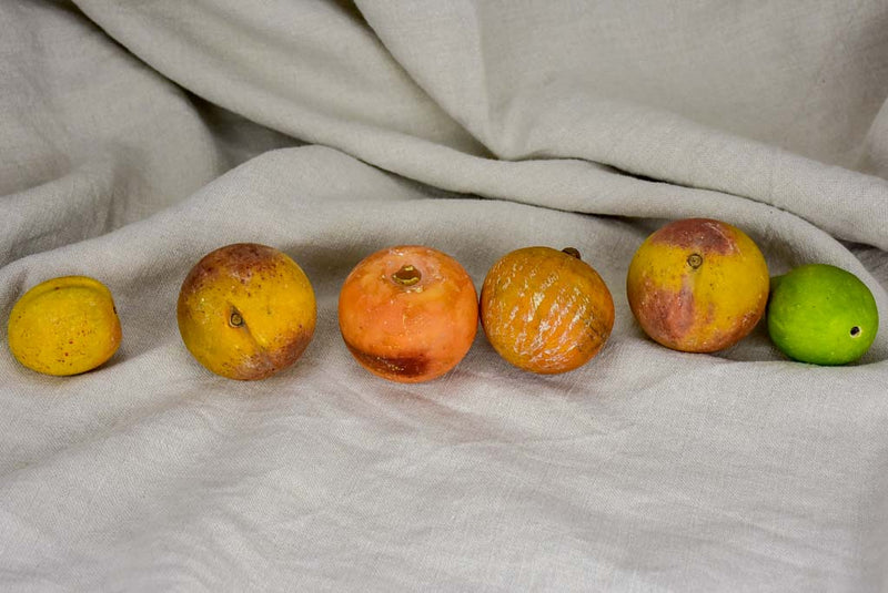 Collection of six vintage marble fruits
