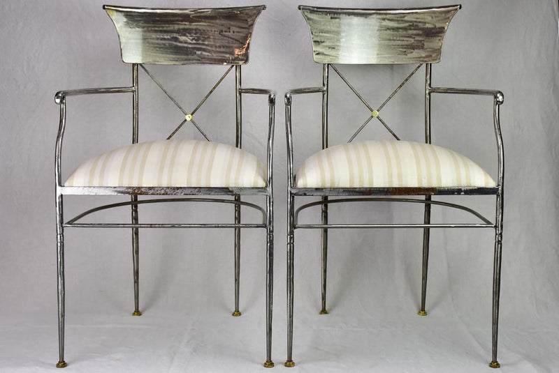 Pair of vintage metal armchairs in the Directoire style