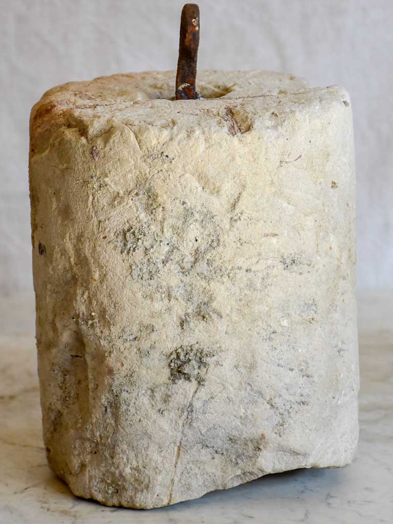 Antique French stone counterweight - cylindrical