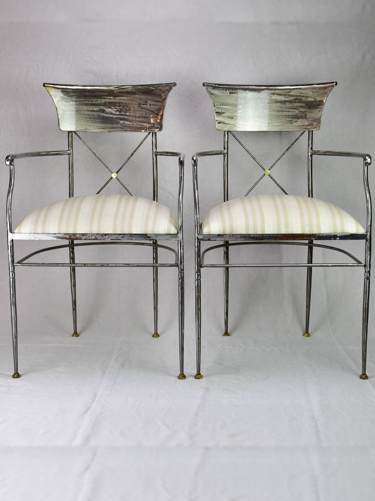 Pair of vintage metal armchairs in the Directoire style