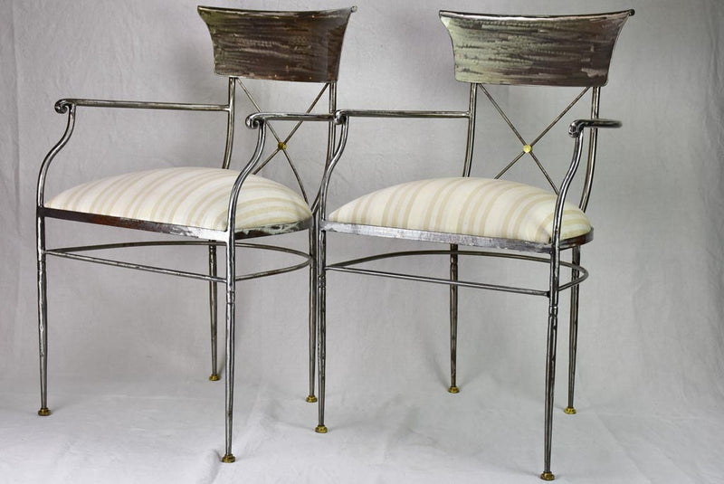 Pair of vintage metal armchairs in the Directoire style