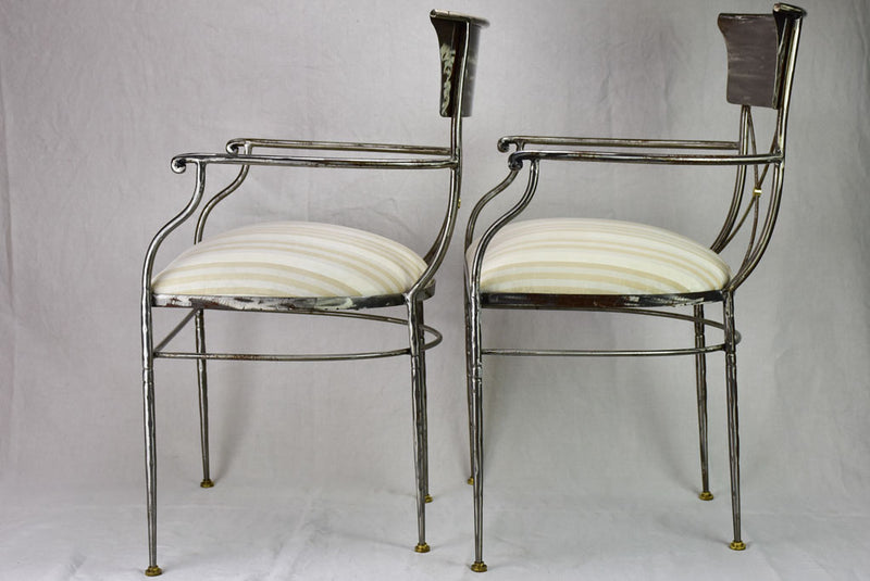 Pair of vintage metal armchairs in the Directoire style