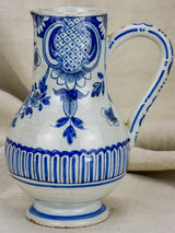 18th Century French blue and white ceramic cider pitcher