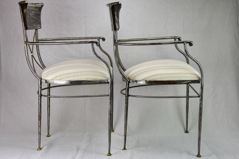 Pair of vintage metal armchairs in the Directoire style