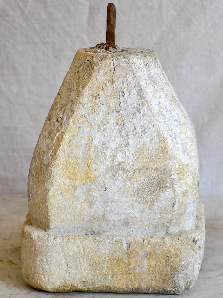 Antique French stone counterweight - square pyramid