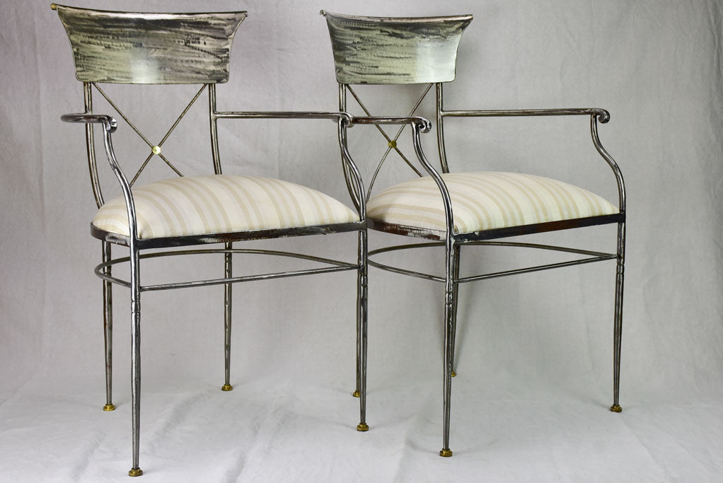 Pair of vintage metal armchairs in the Directoire style