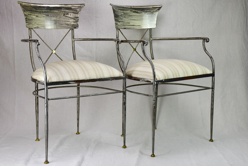 Pair of vintage metal armchairs in the Directoire style