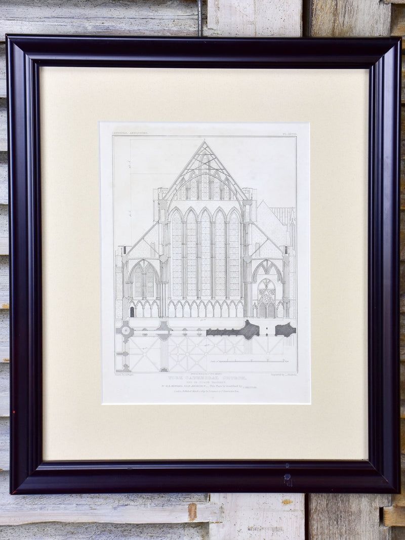 19th century Architectural drawing of English Cathedrals and Churches