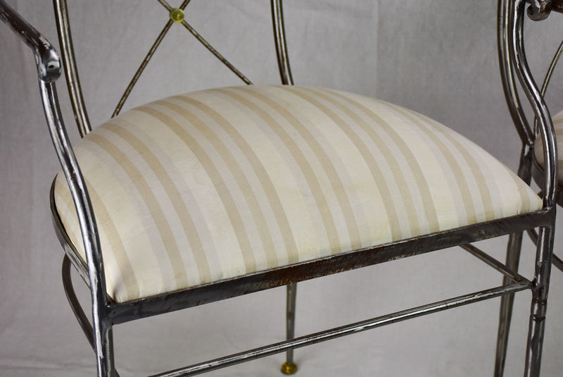 Pair of vintage metal armchairs in the Directoire style