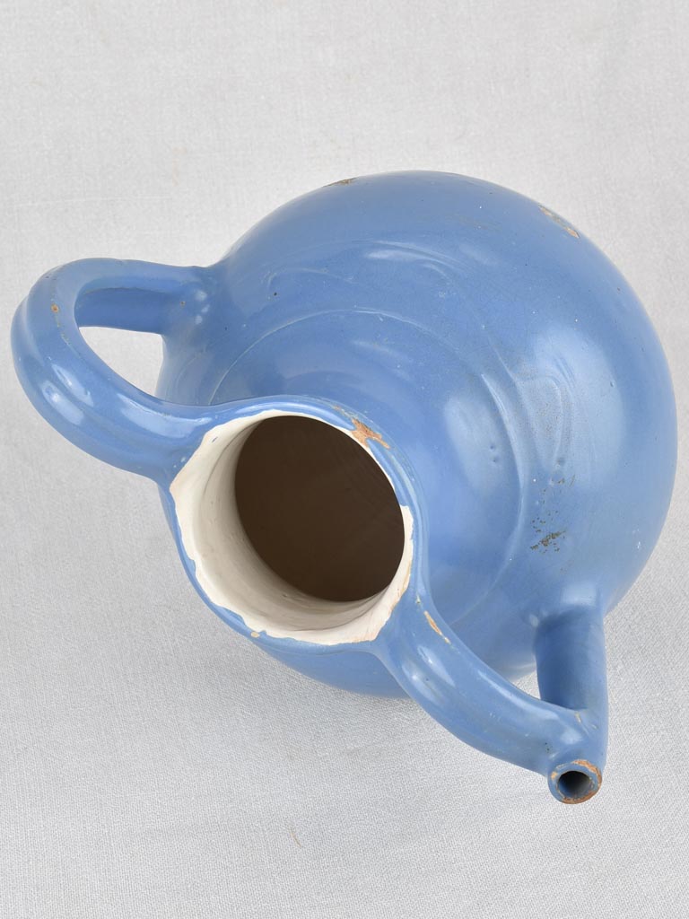 Water pitcher, blue glaze, from Agde, France 13"