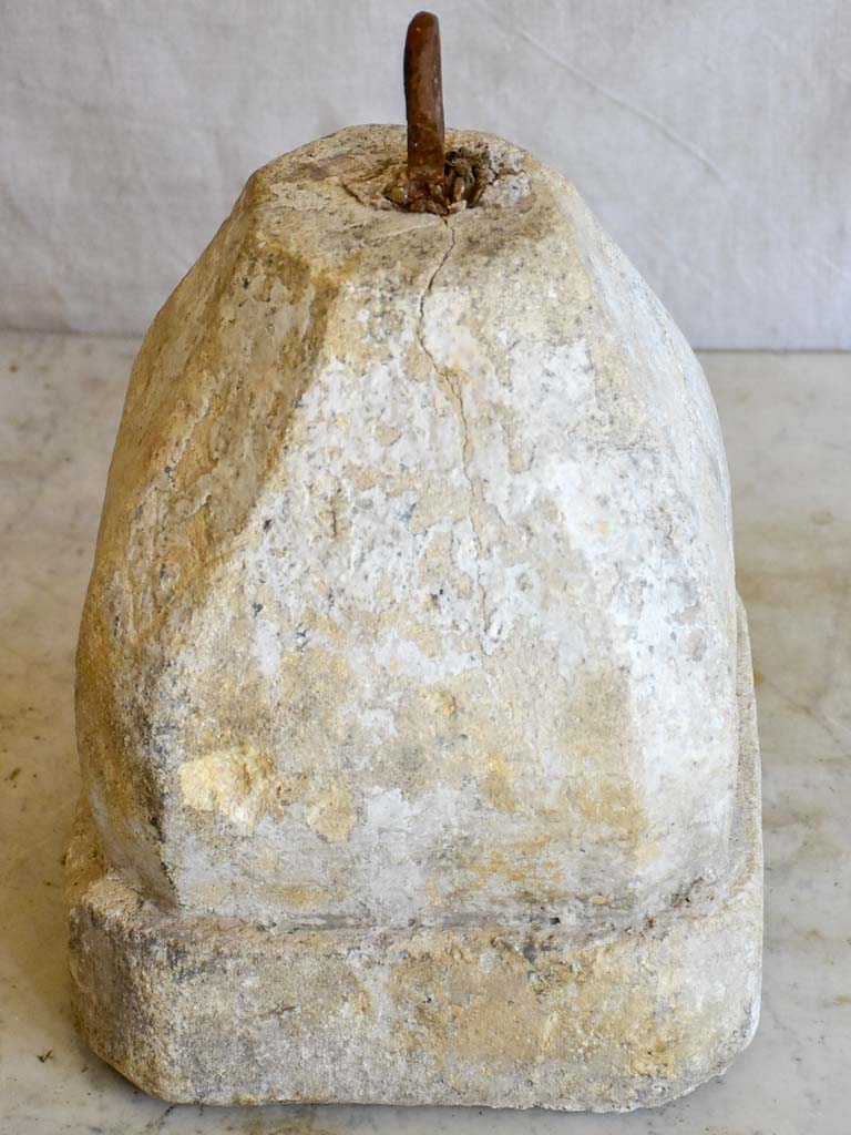 Antique French stone counterweight - square pyramid