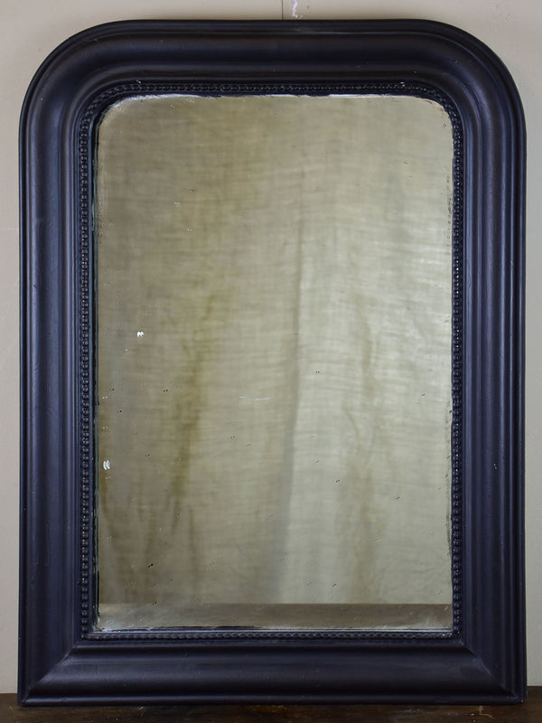 Small antique French Louis Philippe mirror with black frame 22” x 29”