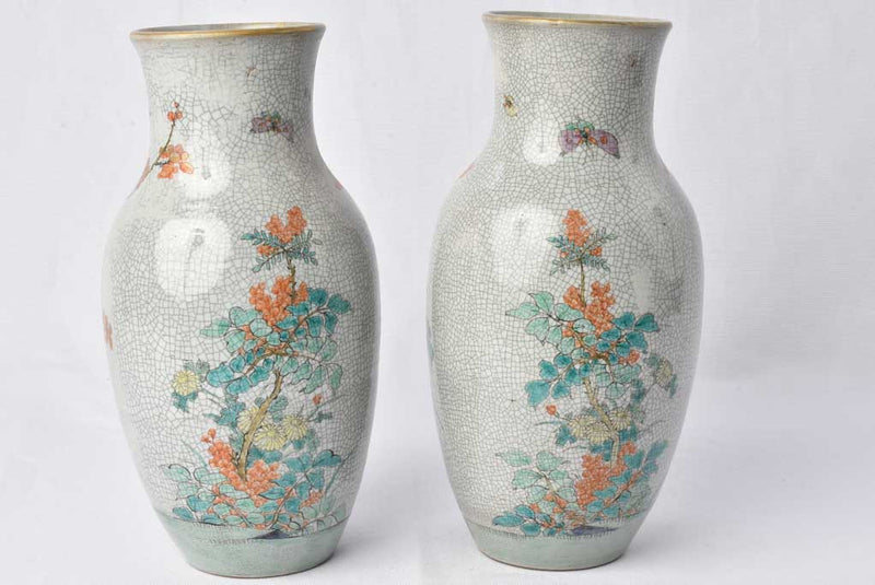Pair of antique Japanese vases 12½"