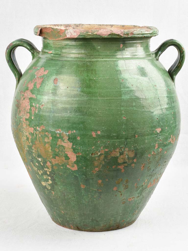 Large green olive pot with 2 handles 21¼"