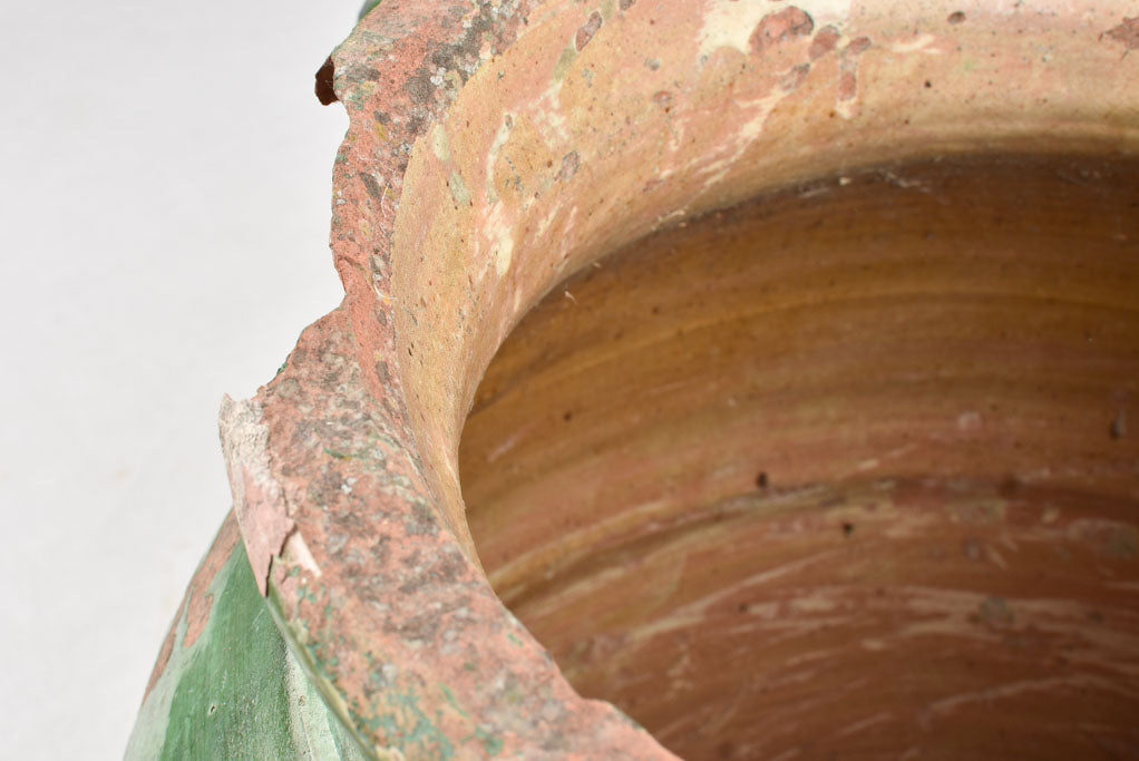 Large green olive pot with 2 handles 21¼"