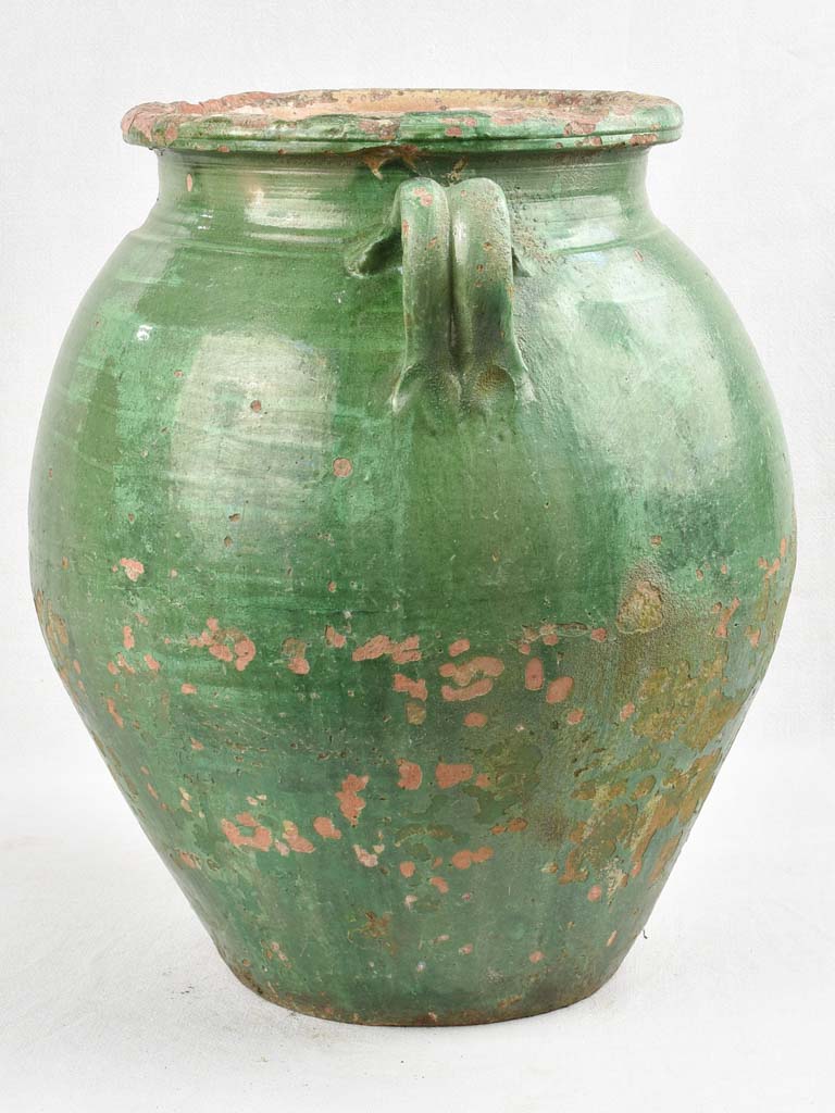 Large green olive pot with 2 handles 21¼"