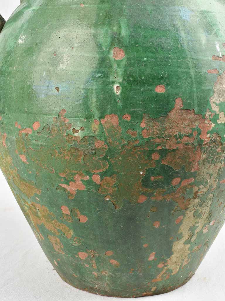 Large green olive pot with 2 handles 21¼"