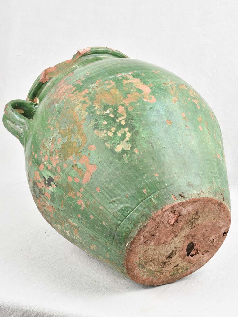 Large green olive pot with 2 handles 21¼"