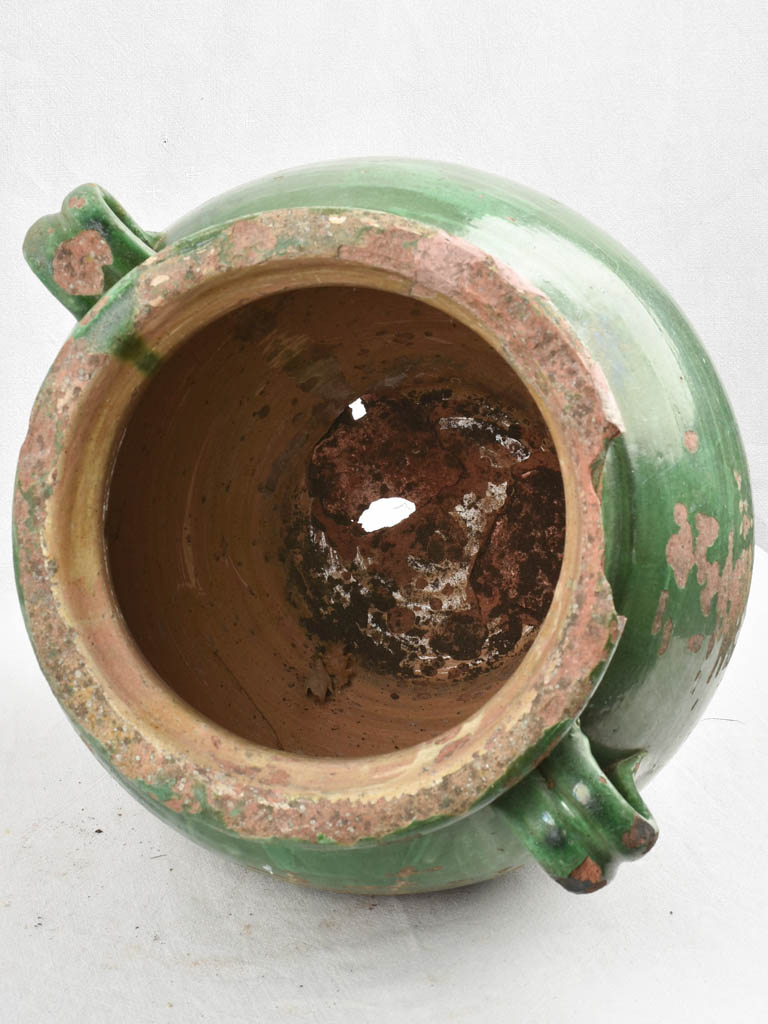 Large green olive pot with 2 handles 21¼"