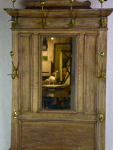 19th century French oak coat rack with mirror 82"
