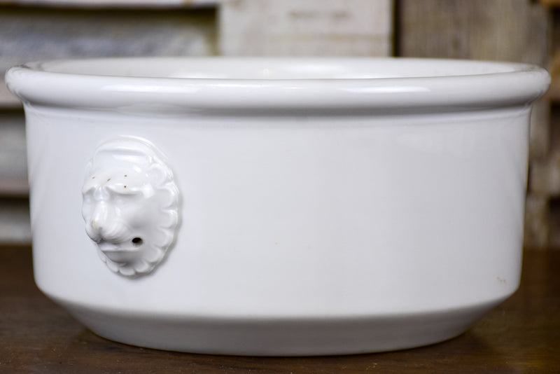 Two white French serving bowls with lion heads - Pillivuyt