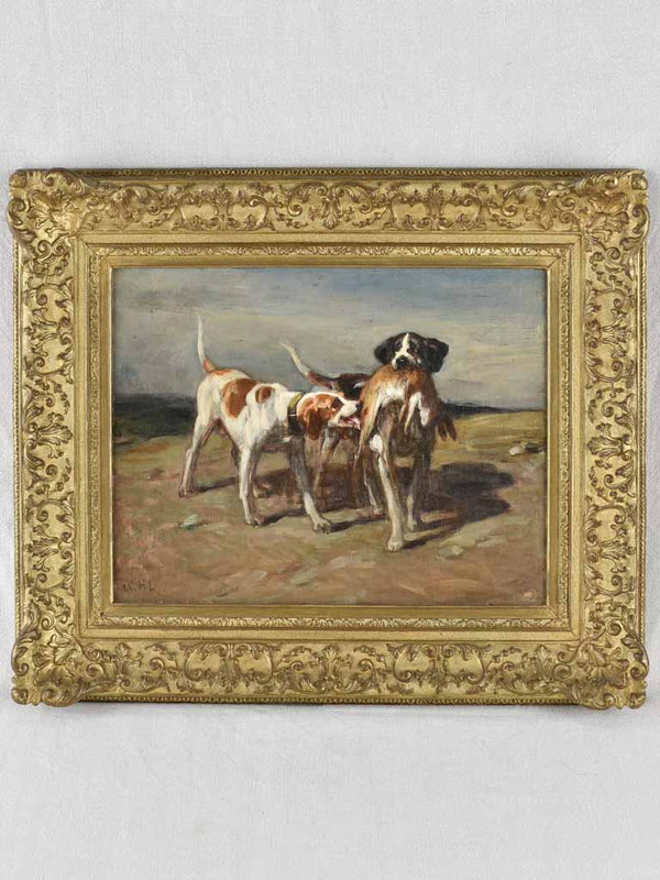 20th-century painting of hunting dogs HL 19¾" x 22¾"