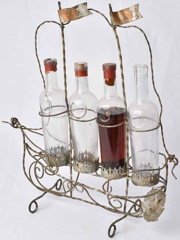 Vintage Mid-century Boat Bottle Display Stand