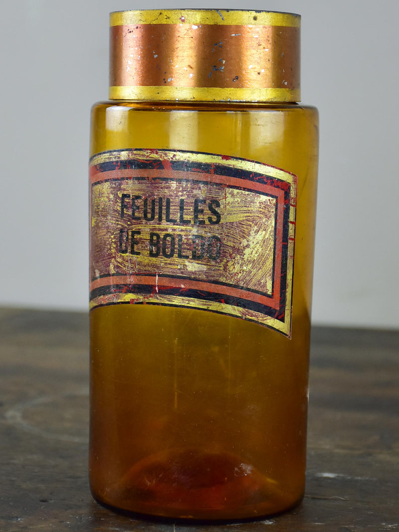 19th Century apothecary jar - Feuilles de Boldo