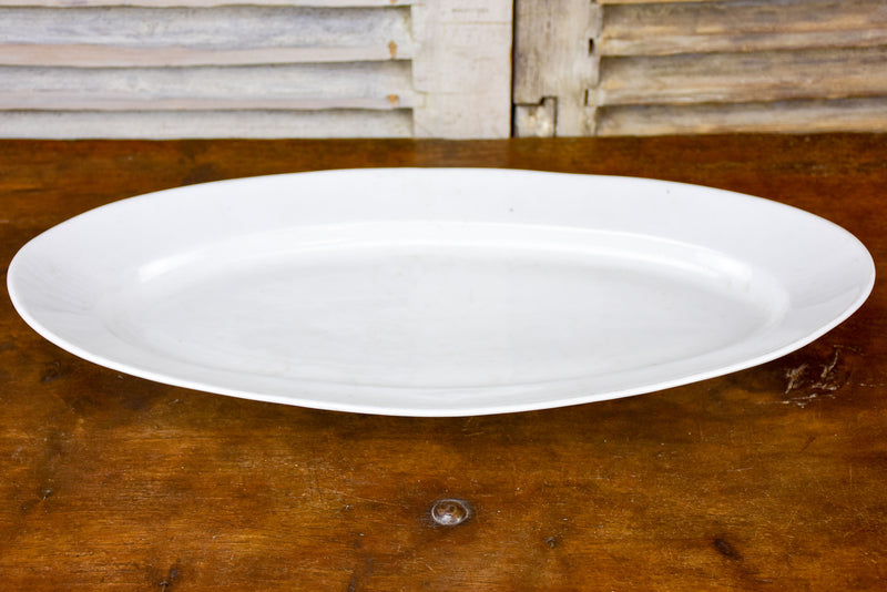 Large antique oval fish platter, white porcelain