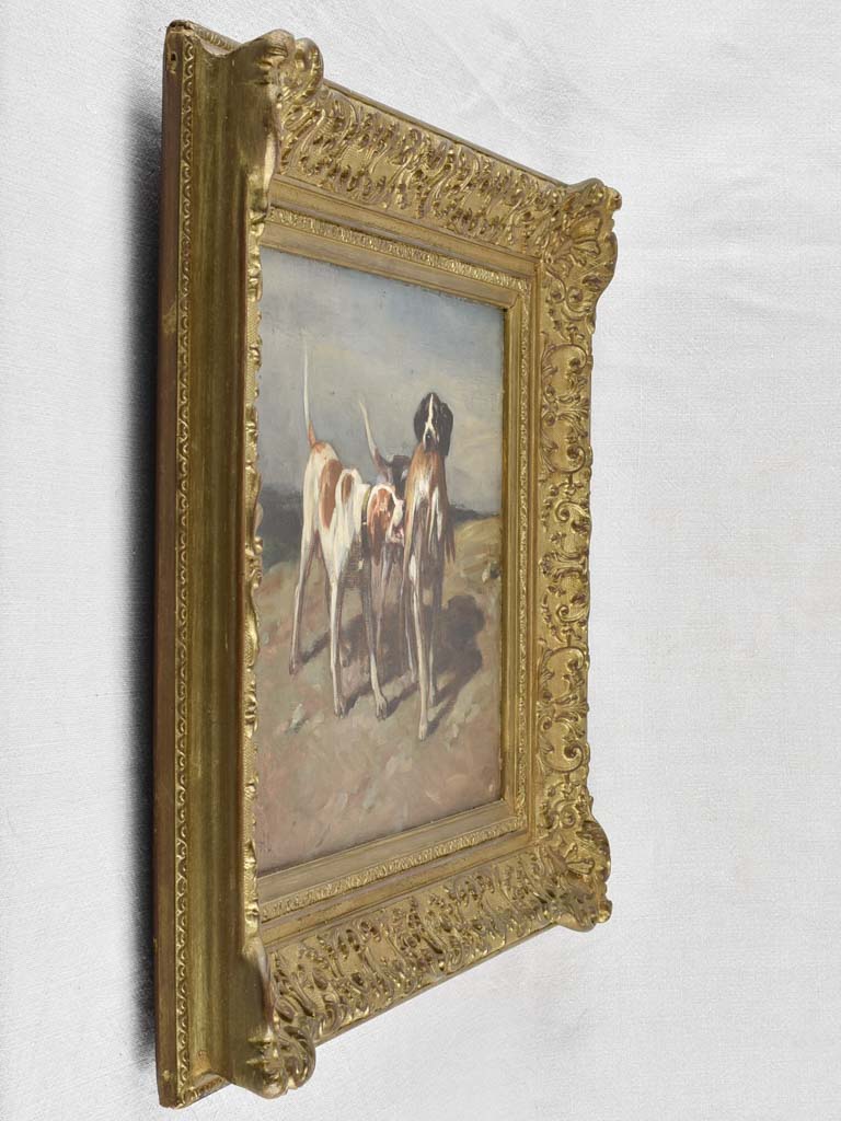 20th-century painting of hunting dogs HL 19¾" x 22¾"
