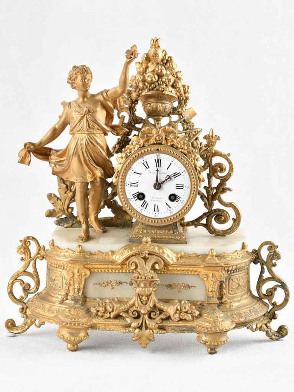 Antique gilded bronze mantle clock 15"