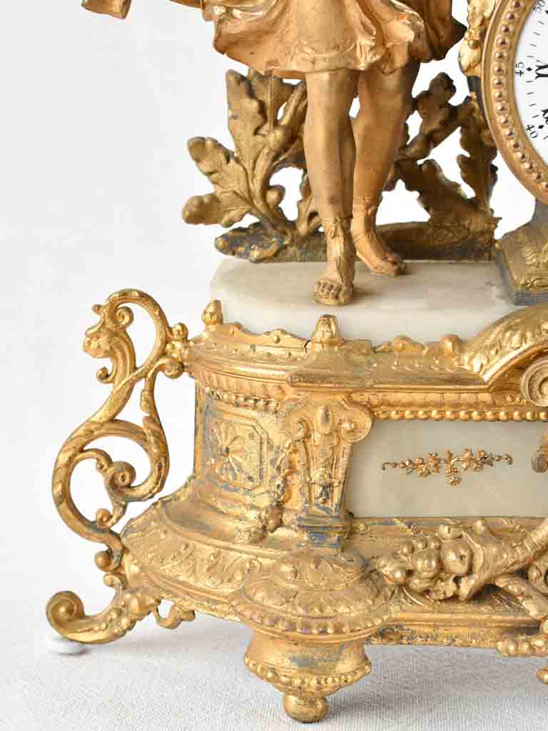 Decorative alabaster base mantle clock