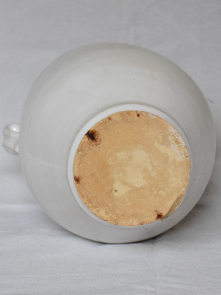 Large French preserving pot from the early 20th century - white with blue stripes 12½"
