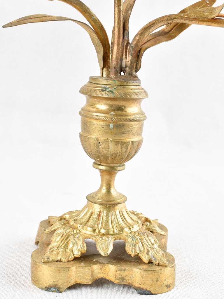 Pair of antique altar candelabras with flowers 20½"