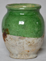 Confit pot, antique, green, small 6¼"