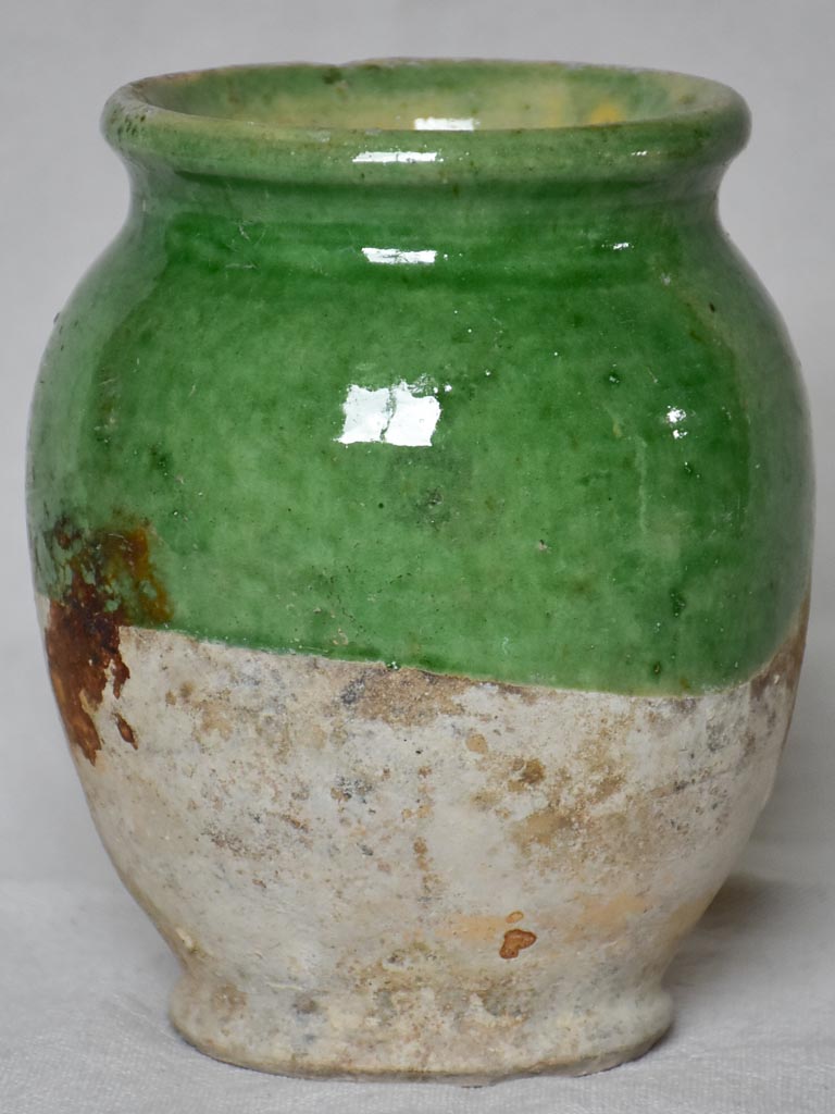 Confit pot, antique, green, small 6¼"